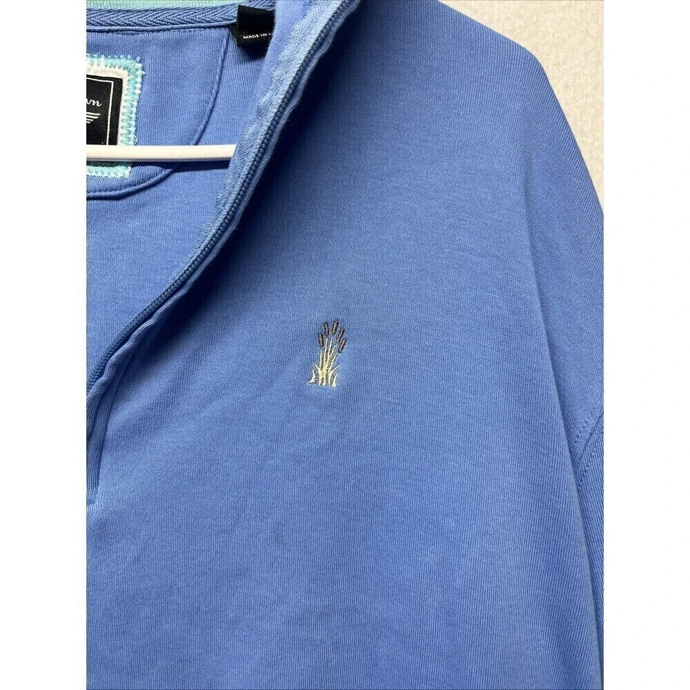 Straight Down Sweatshirt Mens Large Blue  Pima Cotton 1/4 Zip Golf Performance